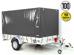 Anhänger mit Plane 150x300cm 1300kg | Typ 7.13 | Hochplane 160cm – Anthrazit-Neu